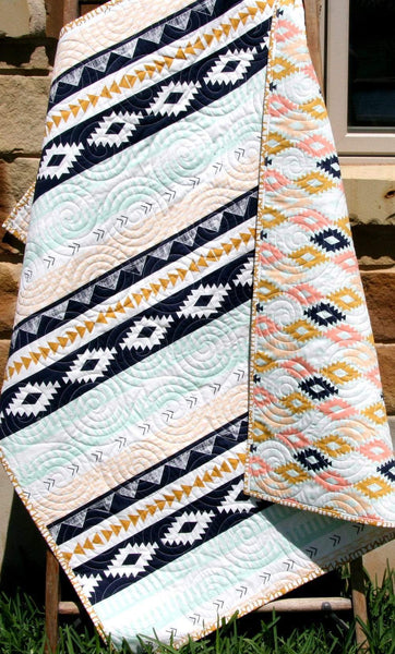 Boho Serape Quilt Kit, Wholecloth Panel Cheater, Quilting Project, Azt