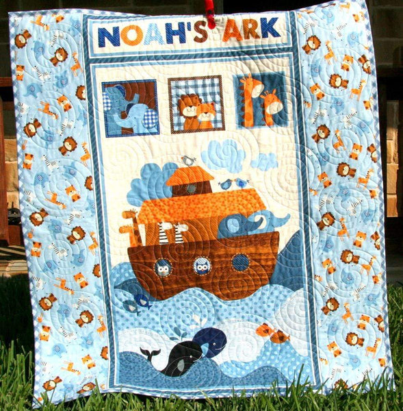 Noah's Ark child quilt double sided 34 X 40 inches