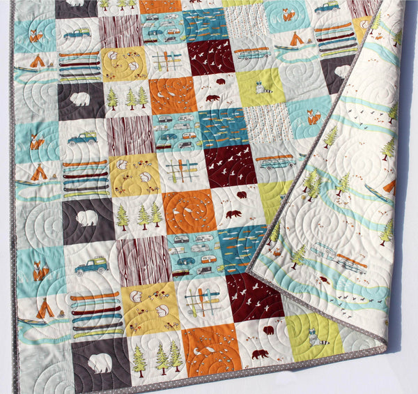 Organic Quilt Kit Camp Sur Birch Fabrics Cheater Patchwork Blanket DIY