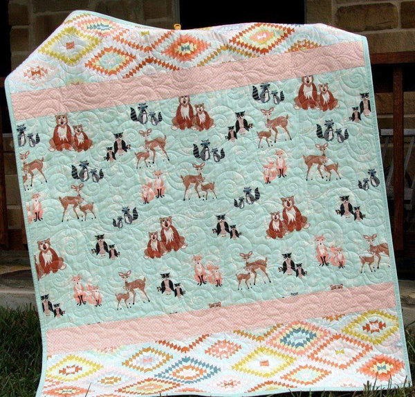 Pre Cut Quilt Kit 20 Adventure is Calling - Forest Wildlife Animals Bear Moose Deer Coyote - Boy Shower Gift - Easy store for Beginners 39