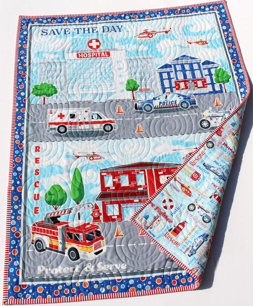 First Responders Handmade Baby Quilt Fire Truck Baby Blanket Police Nu