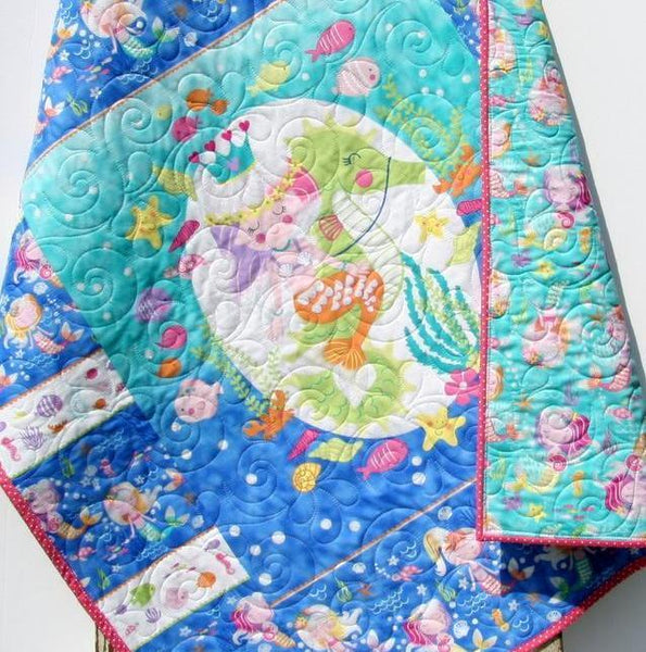 Mermaid Baby Ragged Quilt in Pinks and shops Greens