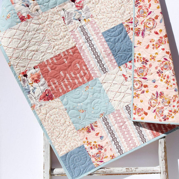 Floral baby quilt sale