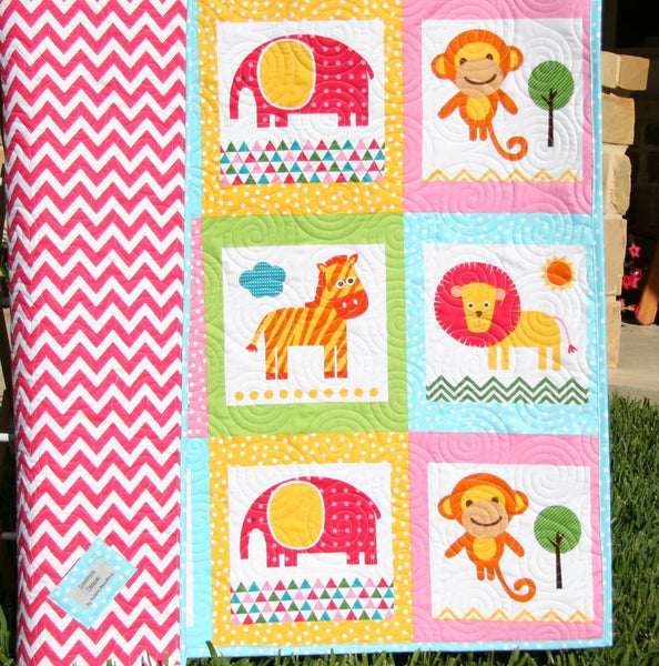 Zoo animals nursery offers quilt flannel backing