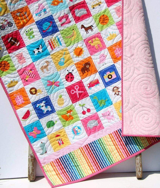 I Spy Quilt Personalized Baby Gift Patchwork Handmade Quilt Girl Crib Blanket Minky Nursery Bedding Educational Add Monogrammed Name