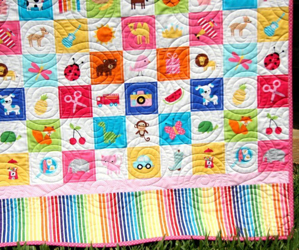 I-Spy Chenille 2024 Baby Quilt Handmade 100% Cotton Animal Mini-Prints