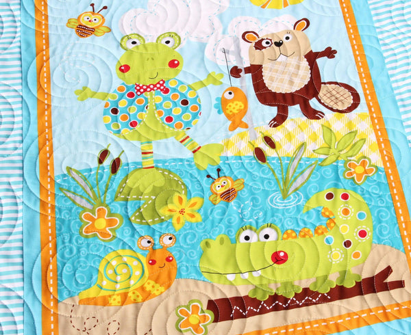 Alligator Upcycled Modern Baby authentic Quilt 1