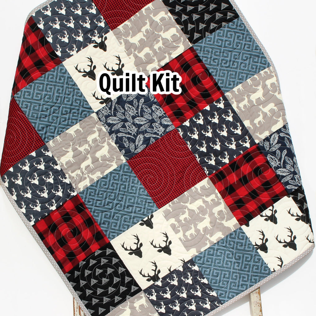 Lumberjack Quilt Kit, Buffalo Plaid Woodland Baby Nursery, Quilting Project