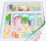 Pastel Farm Quilt Kit, Panel Quick Easy Fun, Quilting Projects, Beginner Project, Baby Nursery Bedding Cow Horse Pig Barnyard Animals Girl