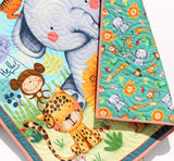 Jungle Paradise Quilt Kit Safari Animals Crib Blanket Quilting DIY Sewing Project Boy Girl Beginner Panel Fabrics Elephant Lion Tiger Monkey