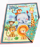 Jungle Paradise Quilt Kit Safari Animals Crib Blanket Quilting DIY Sewing Project Boy Girl Beginner Panel Fabrics Elephant Lion Tiger Monkey