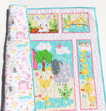 Pastel Farm Quilt Kit, Panel Quick Easy Fun, Quilting Projects, Beginner Project, Baby Nursery Bedding Cow Horse Pig Barnyard Animals Girl