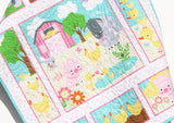 Pastel Farm Quilt Kit, Panel Quick Easy Fun, Quilting Projects, Beginner Project, Baby Nursery Bedding Cow Horse Pig Barnyard Animals Girl