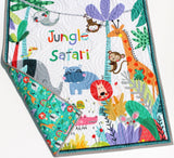 Jungle Safari Quilt Animals Nursery Decor Crib Bedding Personalized Blanket Baby Shower Gift with Name Baptism Birthday Keepsake