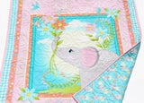 Elephant Baby Quilt Kit for Baby Girl Newborn Sewing Project Pink Aqua Blue Orange Floral Daisies Quilting Bundle of Fabrics to Sew