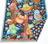 Owl Baby Quilt Animals Navy Blue Nursery Decor Crib Bedding Personalized Blanket Baby Shower Gift with Name Baptism Birthday Woodland Theme