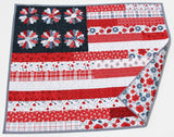 American Beauty Flag Quilt Faux Patchwork Home Decor Patriotic USA United States of America Red White Blue Small Table Legacy Quilted Gift