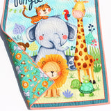 Jungle Paradise Quilt Safari Animals Nursery Decor Crib Bedding Personalized Blanket Baby Shower Gift with Name Baptism Birthday Keepsake