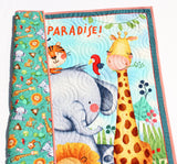 Jungle Paradise Quilt Safari Animals Nursery Decor Crib Bedding Personalized Blanket Baby Shower Gift with Name Baptism Birthday Keepsake