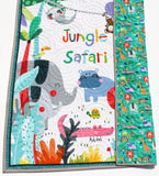 Jungle Safari Quilt Animals Nursery Decor Crib Bedding Personalized Blanket Baby Shower Gift with Name Baptism Birthday Keepsake