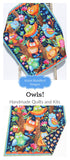 Owl Quilt Kit Animals Crib Blanket Quilting DIY Sewing Project Boy Girl Beginner Panel Fabrics Dark Navy Blue Green Orange Fabric Bundle