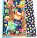 Owl Quilt Kit Animals Crib Blanket Quilting DIY Sewing Project Boy Girl Beginner Panel Fabrics Dark Navy Blue Green Orange Fabric Bundle