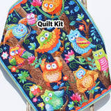 Owl Quilt Kit Animals Crib Blanket Quilting DIY Sewing Project Boy Girl Beginner Panel Fabrics Dark Navy Blue Green Orange Fabric Bundle