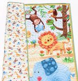 Jungle Party Quilt Kit Safri Animals Crib Blanket Quilting DIY Sewing Project Boy Girl Beginner Panel Fabrics Elephant Lion Monkey Giraffe