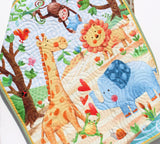 Jungle Party Quilt Safari Animals Nursery Decor Crib Bedding Personalized Blanket Baby Shower Gift with Name Baptism Birthday Keepsake