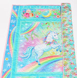 Unicorn Baby Quilt Kit for Baby Girl Newborn Sewing Project Pink Aqua Blue Pink Purple Horses Floral Quilting Bundle of Fabrics to Sew