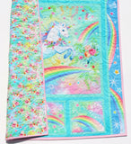 Unicorn Baby Quilt Kit for Baby Girl Newborn Sewing Project Pink Aqua Blue Pink Purple Horses Floral Quilting Bundle of Fabrics to Sew