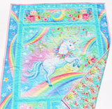 Unicorn Baby Quilt Kit for Baby Girl Newborn Sewing Project Pink Aqua Blue Pink Purple Horses Floral Quilting Bundle of Fabrics to Sew