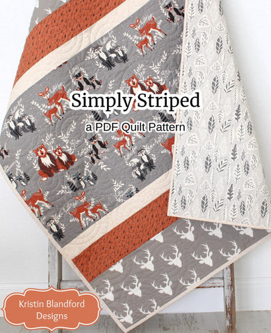 Simply Striped Quilt Pattern, Modern Strip Baby Toddler Size, Quilting Sewing Fast Easy Simple Beginner, Large Fabrics Scale, Fun Quick