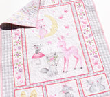 Baby Quilt Kit for Baby Girl Woodland Animals Newborn Sewing Project Pink Grey Gray Yellow Floral Daisies Quilting Bundle of Fabrics to Sew