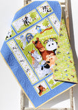 Backyard Blues Quilt Kit, Farm Panel Quick Easy Fun, Beginner Project Quilting Fabrics Baby Nursery Bedding Cow Horse Pig Animals