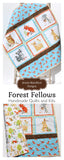 Woodland Quilt Kit, DIY Project Forest Fellows Striped Panel Pattern Modern Quilt Kit Boy Girl Fox Deer Owl Animals Brown Blue Fabric Bundle