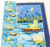 Quilt Kit Polk Dot Pond Baby Boy or Girl Panel Quick Easy Monkey Beaver Alligator Animals Nature Outdoors, Brown Blue Orange