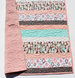 Craft Kits Baby Girl Quilt Kit DIY Fabric Bundle Set Pattern with Instructions Aztec Arrows Feathers Aqua Gold Glitz Newborn Blanket to Make