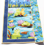 Quilt Kit Polk Dot Pond Baby Boy or Girl Panel Quick Easy Monkey Beaver Alligator Animals Nature Outdoors, Brown Blue Orange