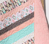 Craft Kits Baby Girl Quilt Kit DIY Fabric Bundle Set Pattern with Instructions Aztec Arrows Feathers Aqua Gold Glitz Newborn Blanket to Make