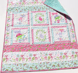 Quilt for Girl Handmade Named Baby Blanket Quilted Flowers Butterflies Newborn Baby Shower Gift Personalized with Name Pink Aqua Soft Minky