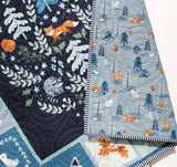 Baby Boy Quilt Kit DIY Quilt to Make Twilight Creatures Woodland Fabric Bundle Forest Animals Fox Deer Quilting Sewing Set Beginner