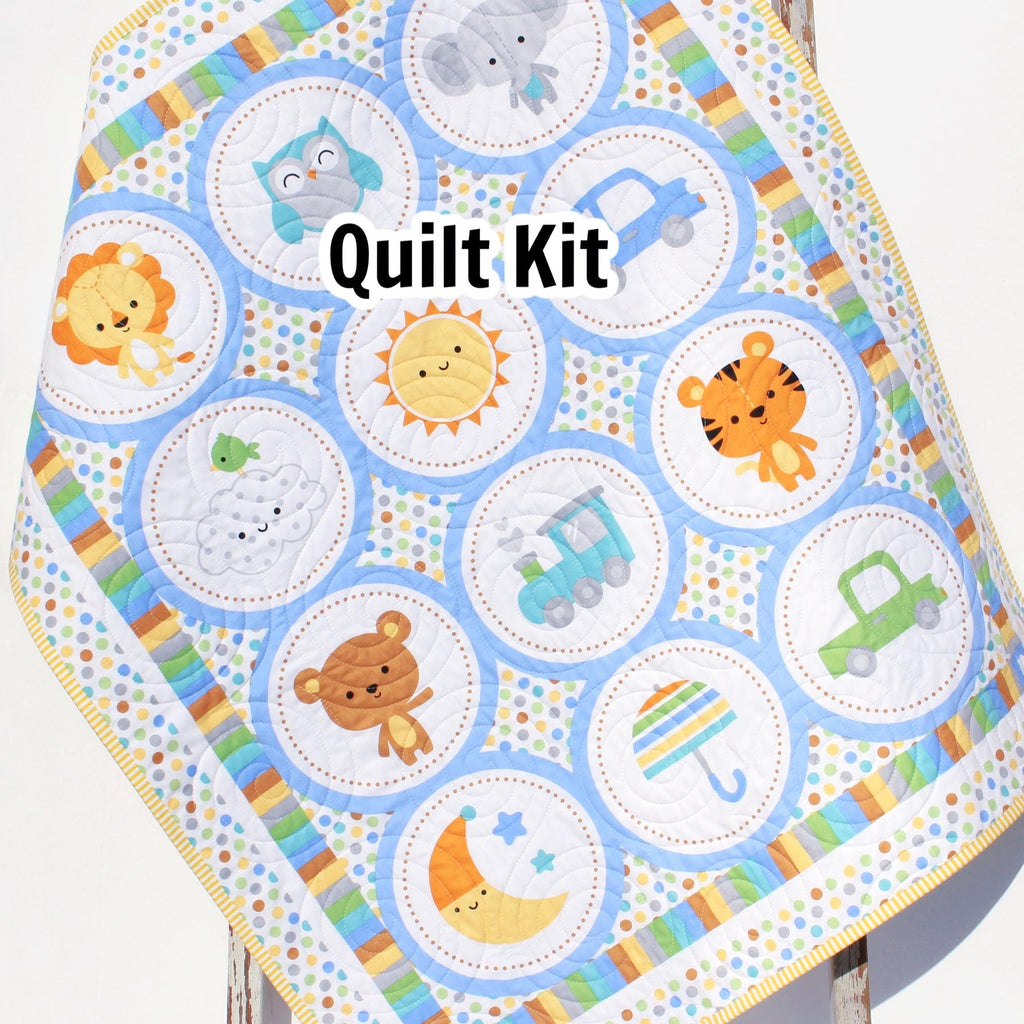 Baby Boy Quilt Kit Bedding Panel Quick Beginner Project Fabrics Bundle Set Baby Nursery Bedding DIY Special Delivery Riley Blake Fabrics