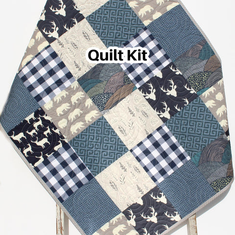 Quilt Kit, Woodland Boy Rustic Buffalo Plaid, Twin Quilt Kit, Art Gallery Fabrics, Deer Crib Bedding, Quilting Sewing Boy Toddler, Lap Throw