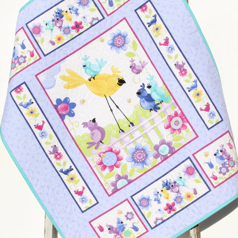 Baby Girl Panel Quilt Kit, Bloom and Grow Riley Blake Fabrics, Simple