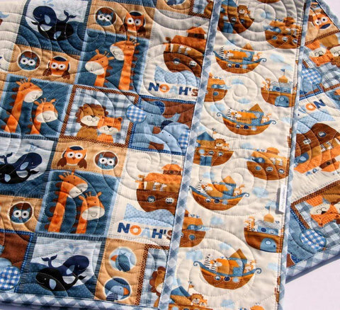 Noah's Ark Quilt Kit, Biblical Bedding, Studio E Fabrics, Blue Brown, Boy  or Girl, Animals Quilt Kit, Noah's Story, Beginner Kit DIY Project 