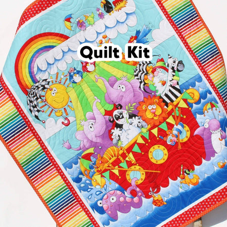 Noah's Ark Quilt Kit, Biblical Bedding, Studio E Fabrics, Blue Brown, Boy  or Girl, Animals Quilt Kit, Noah's Story, Beginner Kit DIY Project 