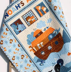 Noah's Ark child quilt double sided 34 X 40 inches